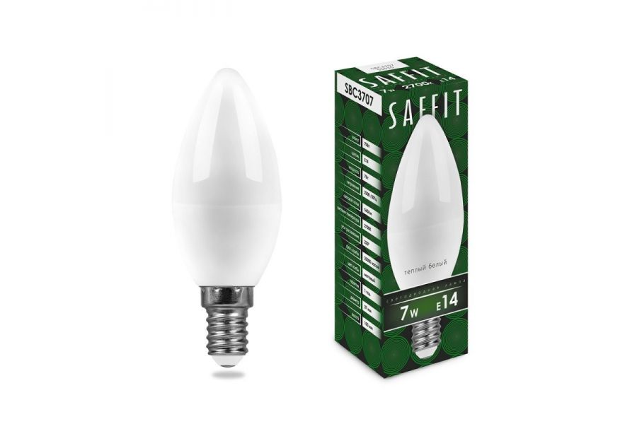 Лампа светодиодная Saffit SBC3707 Свеча E14 7W 2700K 55030