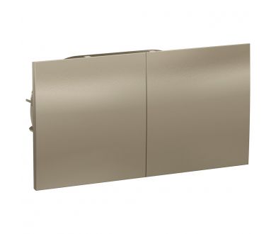 Розетка с/з двойная, со шторками, с крышкой, 16А Systeme Electric AtlasDesign Шампань ATN000528