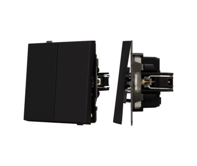 Механизм выключателя двухклавишный непроходной Arlight SWT-TENDO-MK02-SFPL-BK (230V, 10A) 054544