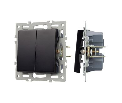 Механизм выключателя двухклавишный непроходной Arlight SWT-MK02-PL-BK (250V, 16A) 043725