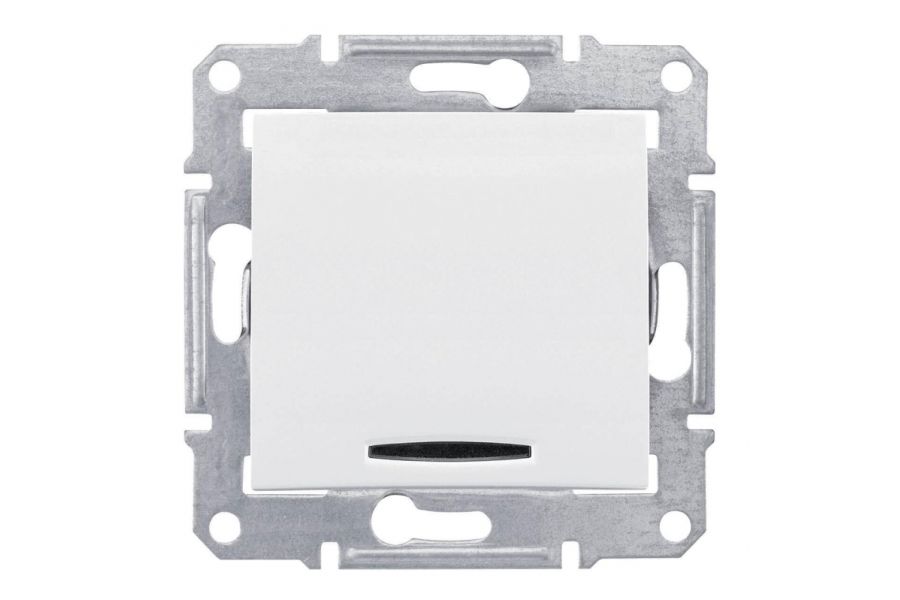 Выключатель кнопочный с синей подсветкой Schneider Electric Sedna 10A 250V SDN1600121