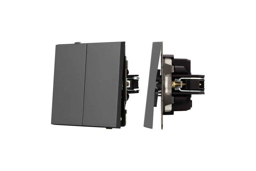 Механизм выключателя двухклавишный проходной Arlight SWT-TENDO-MKP2-SFPL-GR (230V, 10A) 054555