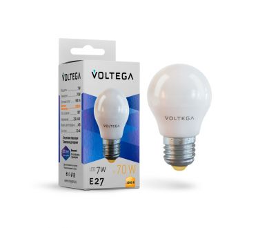 Лампа светодиодная Voltega E27 7W 3000K шар 7243