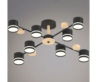 Купить Люстра на штанге Reluce 68730-0.3-08 GX53 BK+WOOD Люстра на штанге Reluce 68730-0.3-08 GX53 BK+WOOD