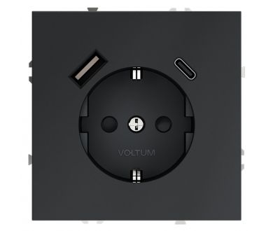 Розетка с USB, A+C Voltum S70 VLS040507 (графит)