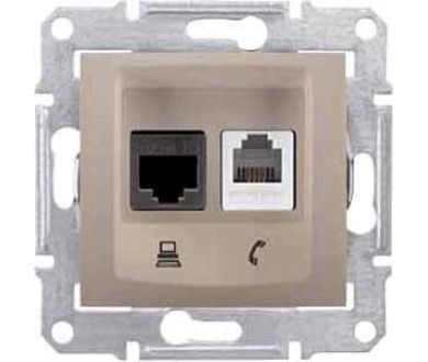 Розетка телефонная RJ-11 и Ethernet RJ-45 Schneider Electric Sedna UTP SDN5200168