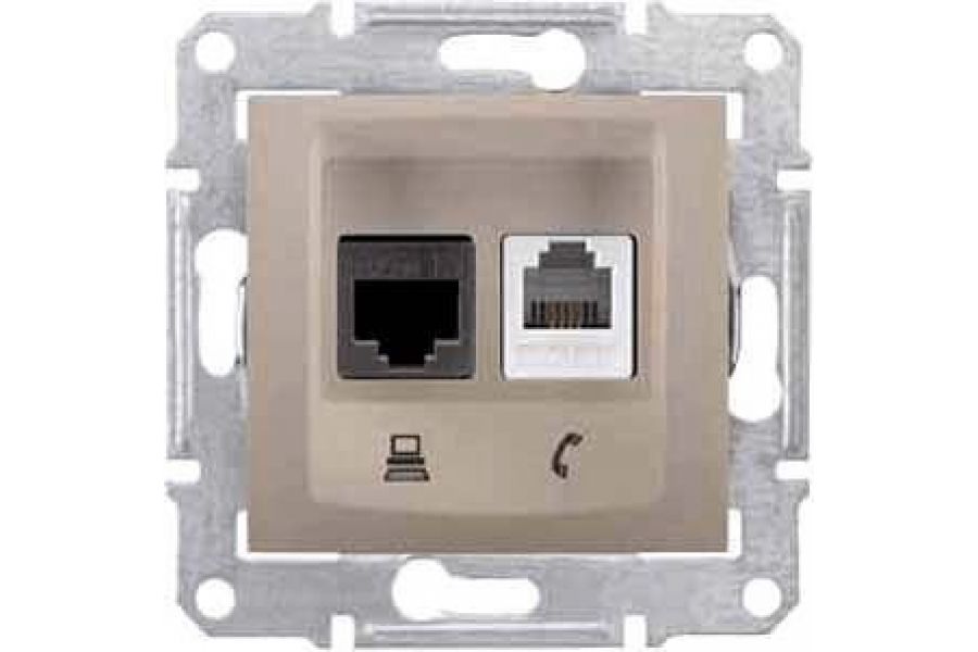 Розетка телефонная RJ-11 и Ethernet RJ-45 Schneider Electric Sedna UTP SDN5200168