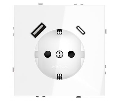 Розетка с USB, A+C Voltum S70 VLS040501 (белый глянцевы