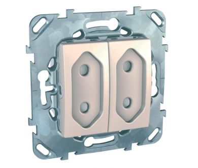 Розетка двухмодульная Schneider Electric Unica б/з со шторками 10A 250V MGU5.3131.25ZD