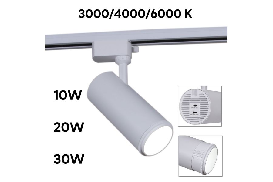 Трековый однофазный светильник Reluce 06650-9.3-LED10/20/30W CCT WT