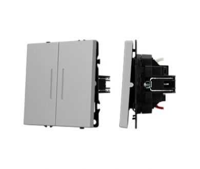 Механизм звонкового выключателя двухклавишный Arlight LED SWT-NOBE-MKR2-SFPL-L-IS (230V, 10A) (Никель) 061788(1)