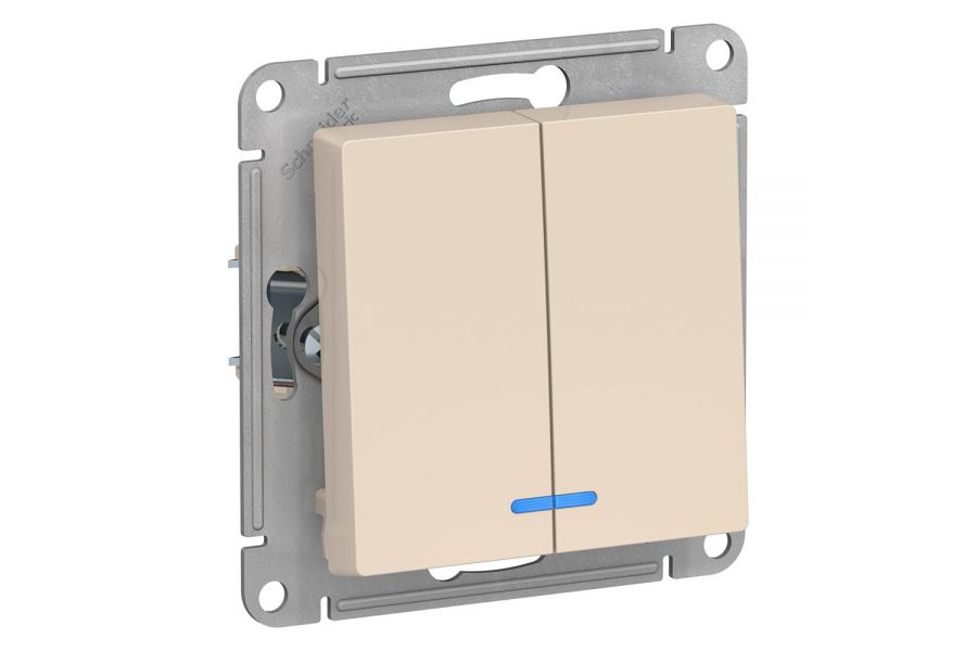 Выключатель 2-клавишный с подсветкой, сх.5а, 10АХ Systeme Electric AtlasDesign ATN000253