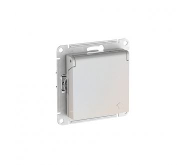 Розетка с заземл. со шторк. с крышкой, 16А, IP20,мех., быстрозажим. Клем Systeme Electric AtlasDesign Жемчуг ATN000446S