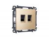 Комплект механизма компьютерной двойной розетки RJ-45 Ambrella Volt MA612110 (8P8C) CAT6 с автоматической защитной шторкой Alfa Шампань Quant