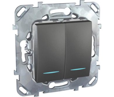 Переключатель двухклавишный с подсветкой Schneider Electric Unica MGU5.0303.12NZD