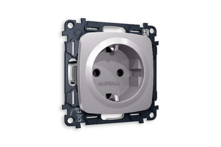 Комплект механизма розетки с/з на винтовых зажимах Ambrella Volt Omega MO506010