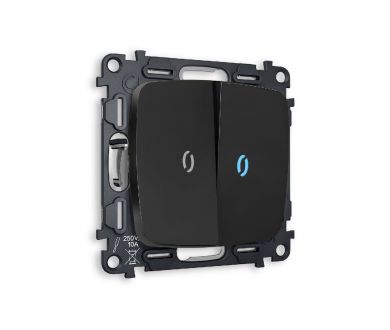 Комплект механизма 2-кл проходного выключателя с подсветкой Ambrella Volt Omega MO804040
