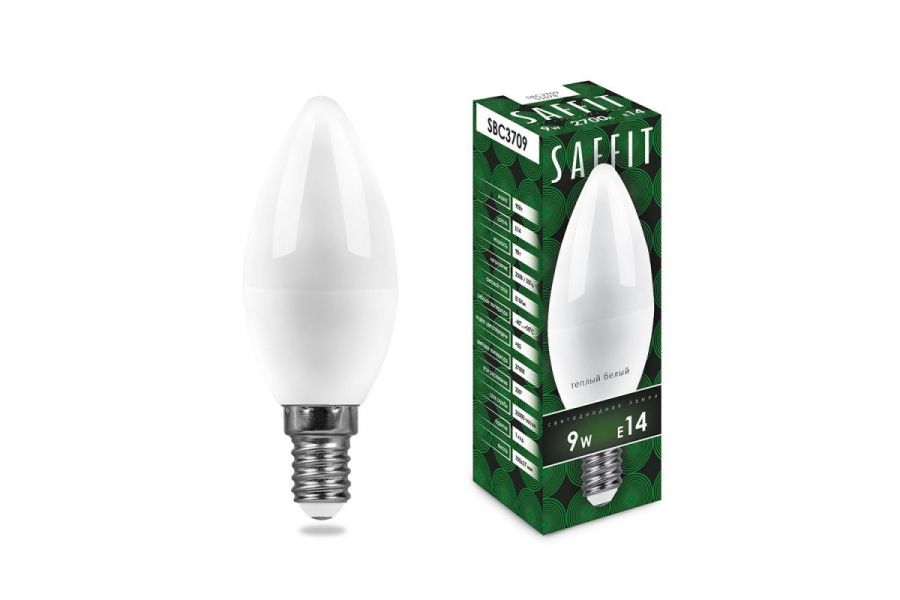 Лампа светодиодная Saffit SBC3709 Свеча E14 9W 2700K 55078