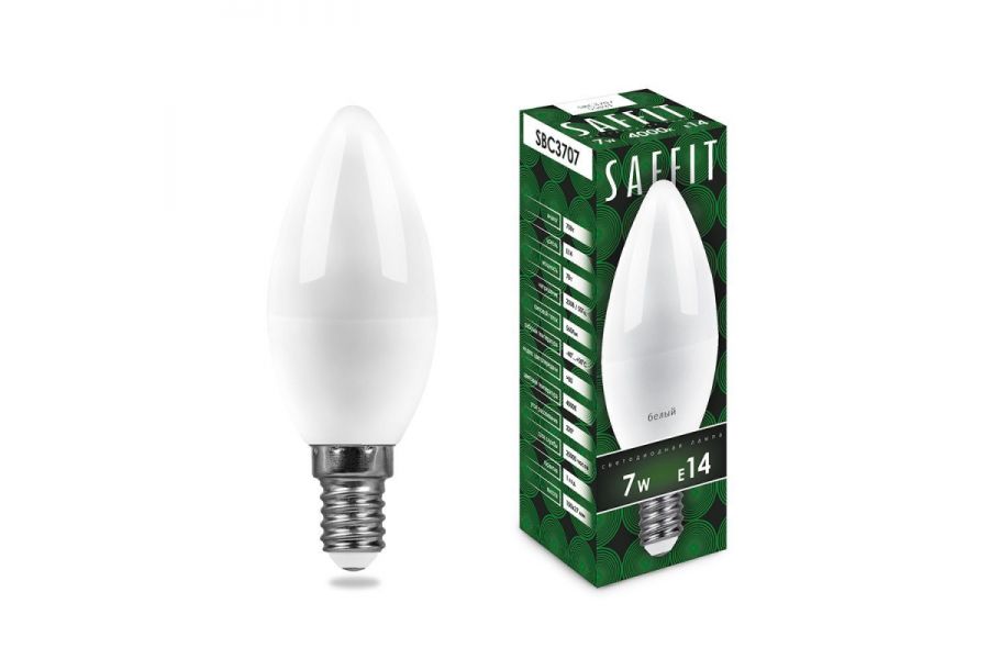 Лампа светодиодная Feron E14 7W 6400K свеча матовая SBC3707 55169
