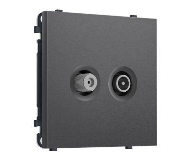 Комплект механизма розетки TV оконечной + SAT SIGMA Антрацит серый 5-862MHz 3.5dB/950-2150MHz 3.8dB QUANT PRO Ambrella Volt MS663310 (SP6633, PR217)