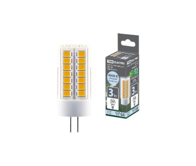 Лампа светодиодная TDM Electric G4 3W 4000K прозрачная SQ0340-0211