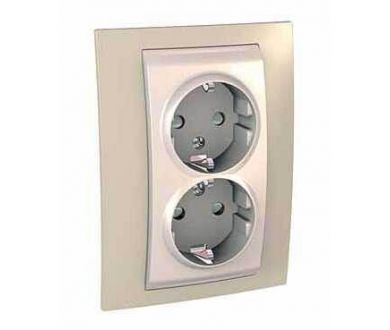 Розетка двойная Schneider Electric Unica с/з со шторками 10A 250V MGU63.067.567