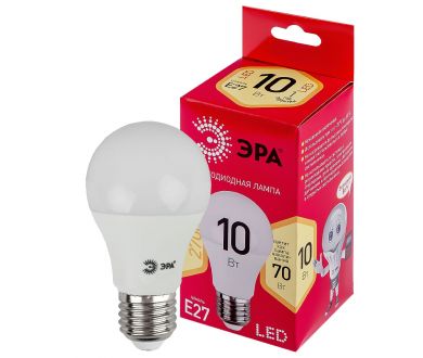 Лампа светодиодная Эра E27 10W 2700K LED A60-10W-827-E27 R Б0049634