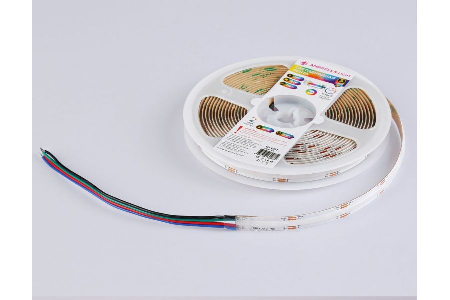 Светодиодная лента Ambrella Light Illumination COB 576Led/ 14W m/ 24V IP20 RGB/ 5m*10mm*3mm (4 конт.) GS4951