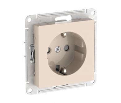 Розетка с заземлением со шторками, 16А, мех., быстрозажим. клем. Systeme Electric AtlasDesign Бежевый ATN000245S