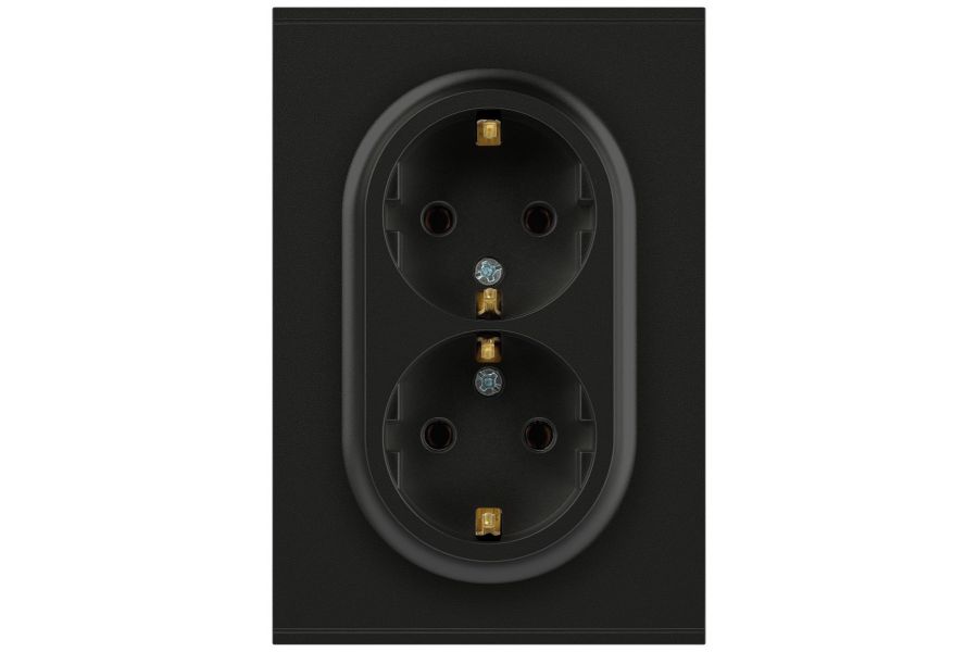 Розетка Эра Arktik 16-2105-05 двойная с заземлением 2X2P+E Schuko со шторками 16А-250В антрацит Б0070458