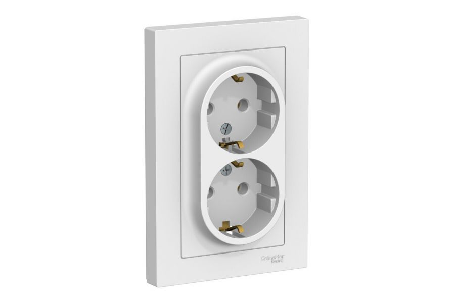 Розетка двойная с/з, 16А, в сборе Systeme Electric AtlasDesign Лотос ATN001324