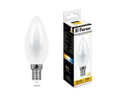 Лампа светодиодная Feron E14 7W 2700K Свеча Матовая LB-66 25785