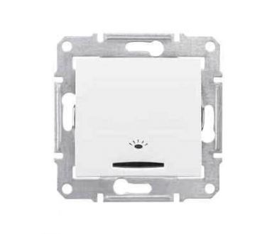 Выключатель кнопочный с синей подсветкой Свет Schneider Electric Sedna 10A 250V SDN1800121