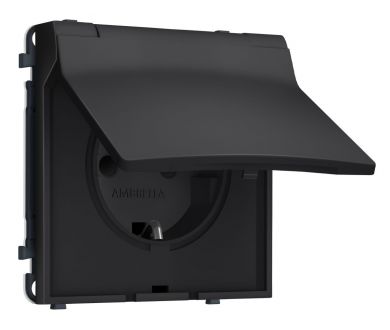 Комплект механизма электрической розетки SIGMA Черный матовый 50Hz 2P+E с/з с/ш и крышкой IP44 16A-250V QUANT PRO Ambrella Volt MS808010 (SP8080, PR141)