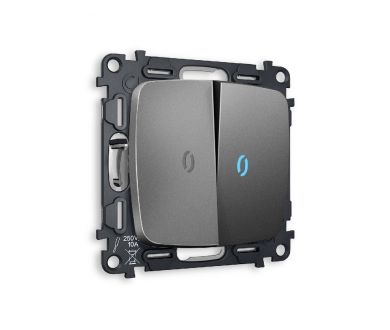 Комплект механизма 2-кл проходного выключателя с подсветкой Ambrella Volt Omega MO654040
