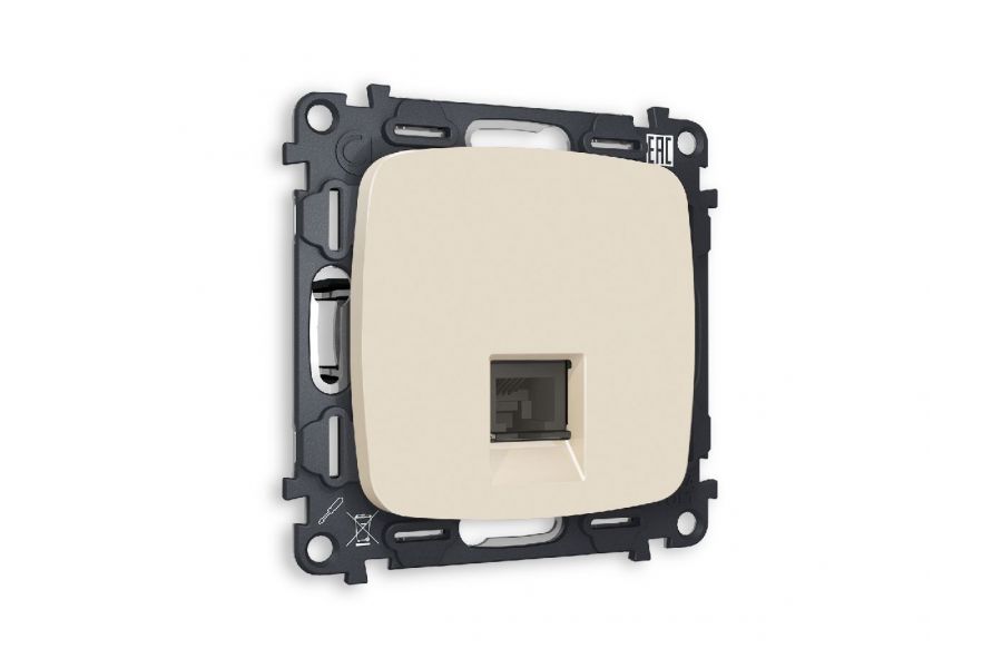 Комплект механизма телефонной розетки RJ-11(4P4C) со шторкой Ambrella Volt Omega MO332030
