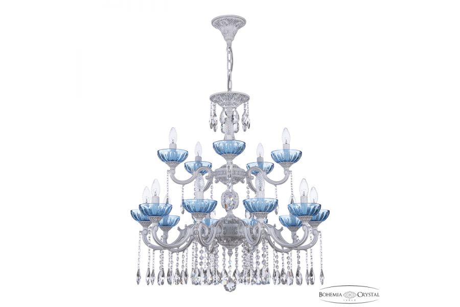 Подвесная люстра Bohemia Ivele Crystal AL78101/10+5/250/2D A WMN P Aquamarine/M-1H