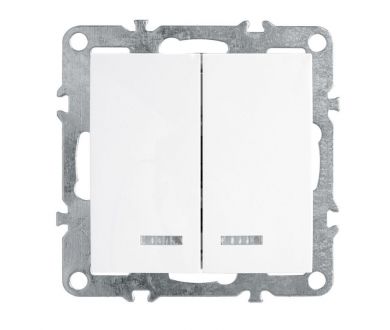 Выключатель двухклавишный Stekker Эрна с подсветкой белый PSW10-9102-01 39310
