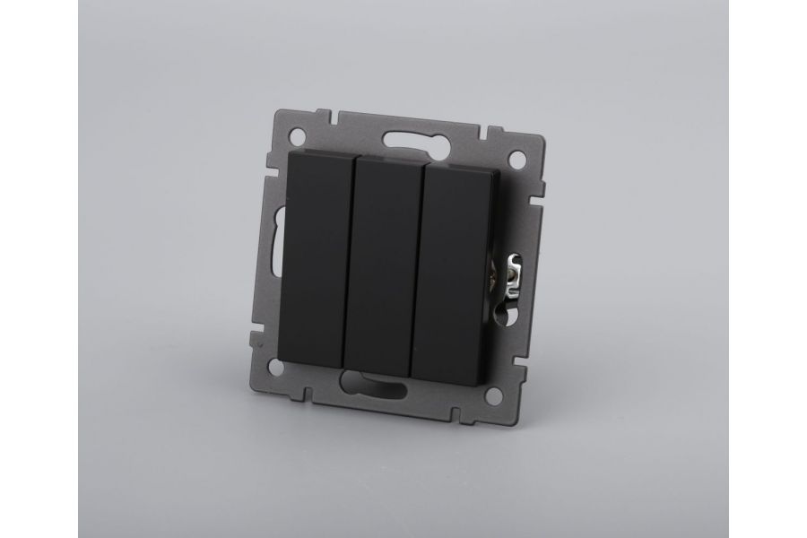 Механизм выключателя трехклавишный непроходной Arlight SWT-MK03-PL-BK-V (250V, 10A) 049897