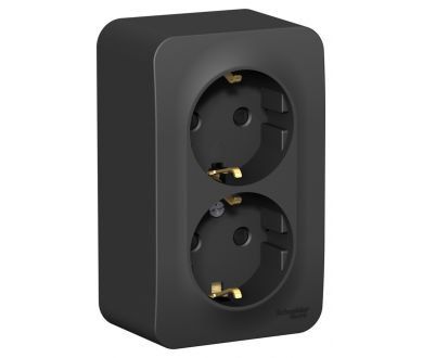 Розетка 2-ая с/з со шторками 16А,250В, изолир. пластина Systeme Electric Blanca наруж Антрацит BLNRA011216