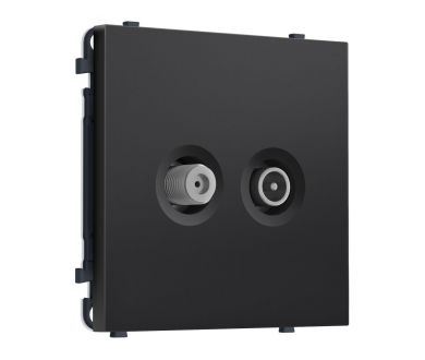 Комплект механизма розетки TV оконечной + SAT SIGMA Черный матовый 5-862MHz 3.5dB/950-2150MHz 3.8dB QUANT PRO Ambrella Volt MS813310 (SP8133, PR217)