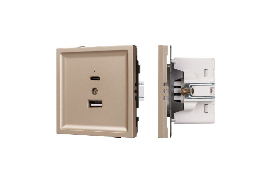 Механизм USB розетки Arlight SCT-TENDO-MUAC-PL-GD (5V, 3A, QC3) 054097