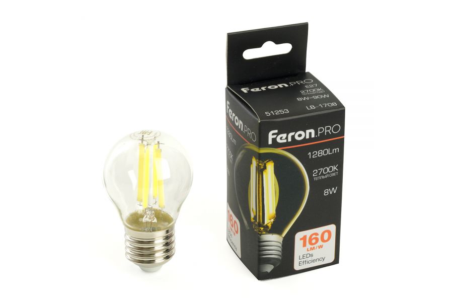 Лампа светодиодная Feron LB-1708 E27 8W 2700K 51253