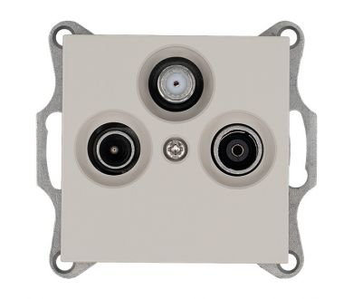 Розетка TV+FM+SAT Ф9.5mm проходная с накладкой, цвет Тауп Jasmart G6207T