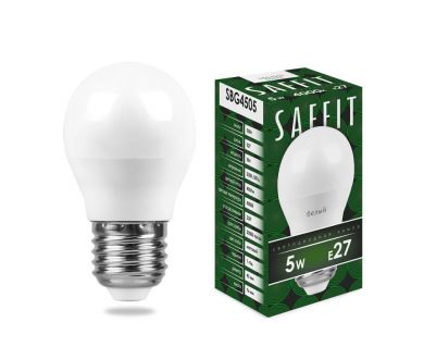 Лампа светодиодная Saffit SBG4505 шар E27 5W 4000K 55026