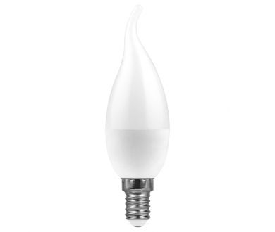 Лампа светодиодная Feron E14 9W 6400K свеча на ветру LB-570 38136