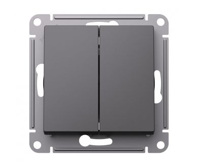 Переключатель 2-клавишный перекрестный, 2 x сх. 7, 10АХ, механизм Systeme Electric AtlasDesign Базальт ATN001473