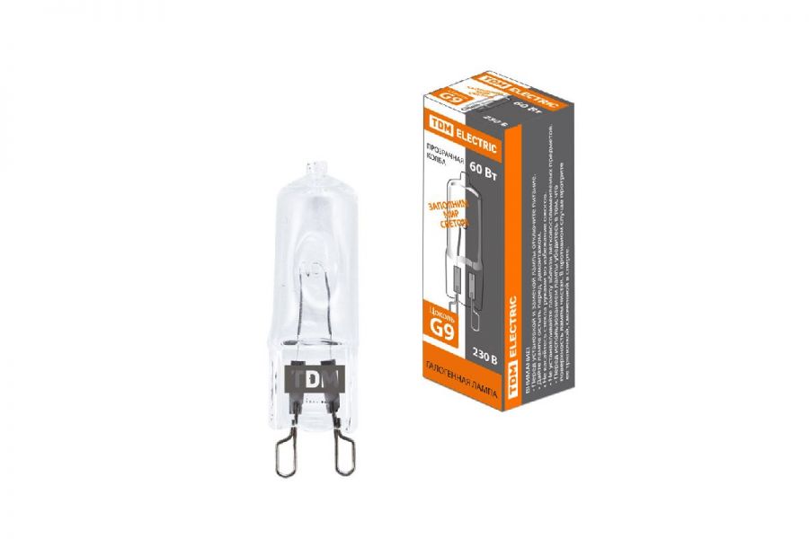 Лампа галогенная TDM Electric G9 60W 3000K прозрачная SQ0341-0058