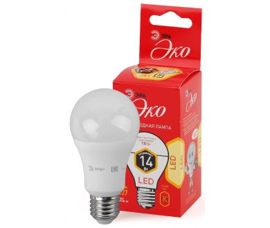 Лампа светодиодная Эра Е27 14W 2700K ECO LED A60-14W-827-E27 груша Б0030028