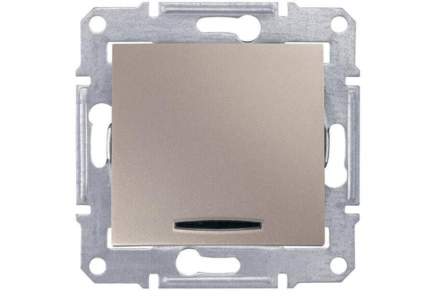 Выключатель кнопочный с синей подсветкой Schneider Electric Sedna 10A 250V SDN1600168